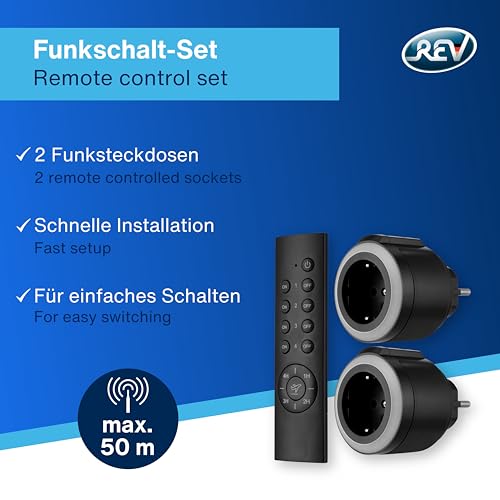 Prises à télécommande REV lot de 2 récepteurs et 1 émetteur anthracite