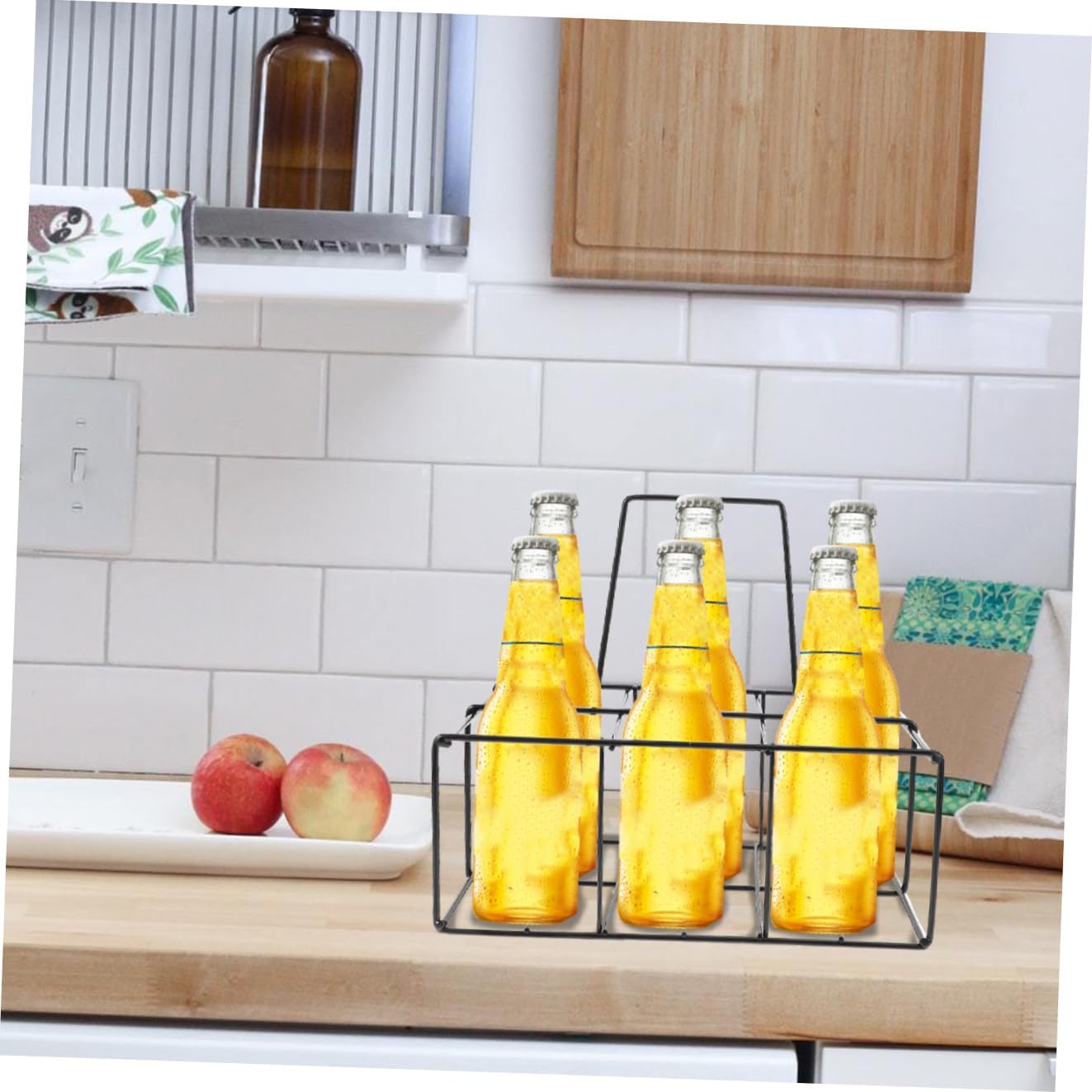 PRETYZOOM Iron Craft Milk and Beer Bottle Storage Rack Versatile Beverage Holder for Easy Organization for Home Bar Kitchen Use