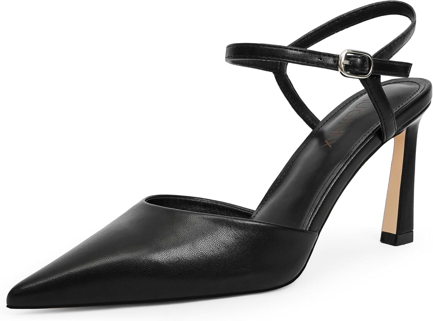 Women’s Closed Toe Heels Pointed Toe Stiletto Pumps with Ankle Strap Slingback Dressy Shoes for Wedding Party Prom