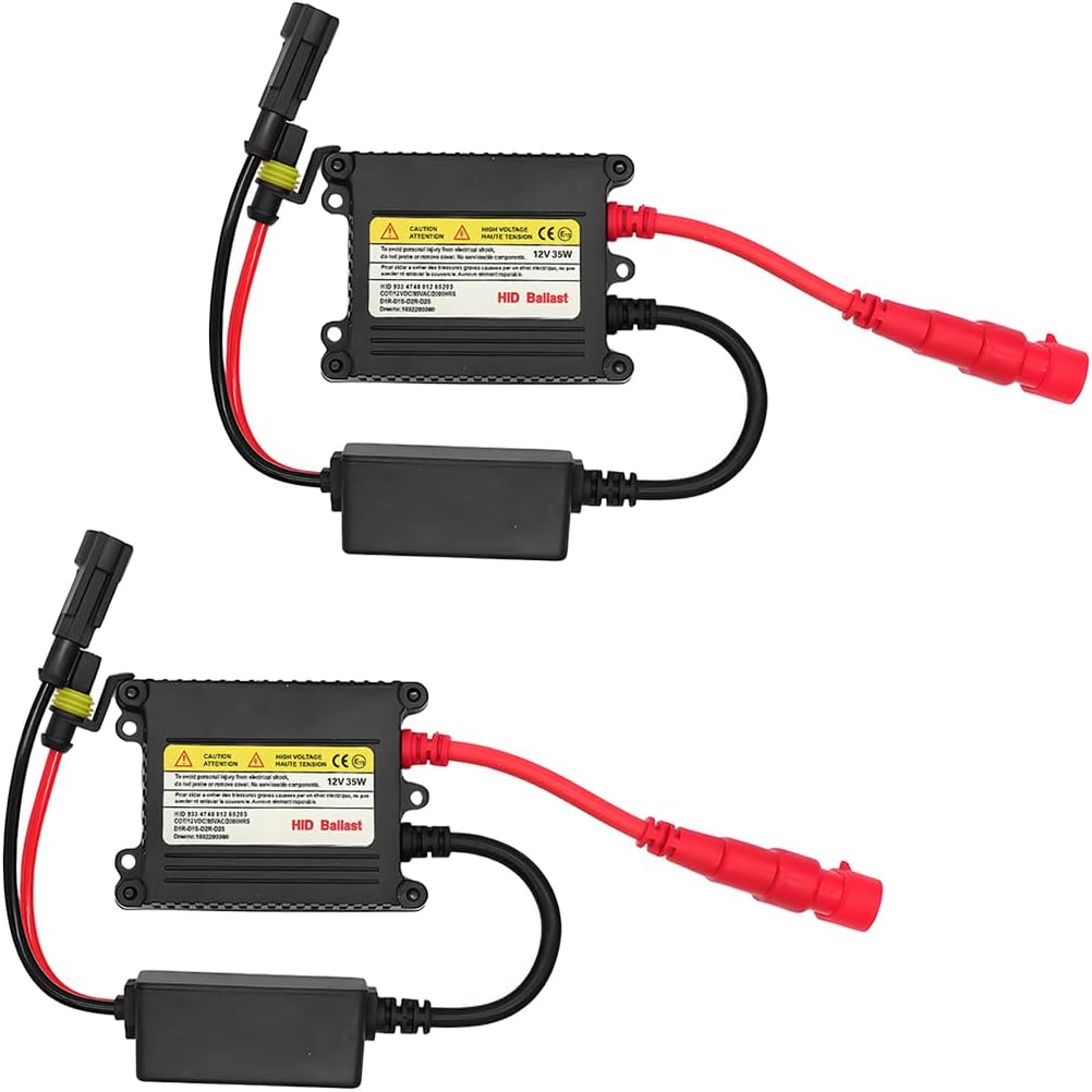 2PCS DC 12V 55W Car Xenon HID Ballast, Ultra Slim Vehicle Xenon Lamp Ballast Control Unit Replacement, Auto Headlight Stabilizer Control Module Accessories, Suitable for H1 H3 H3C