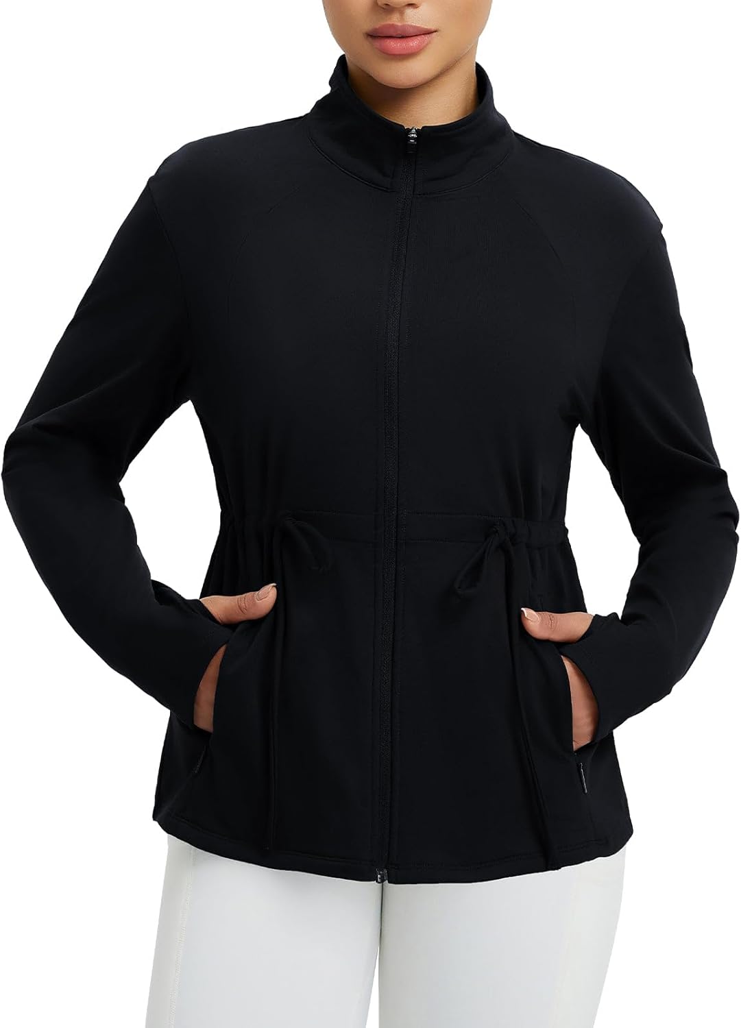 Lightweight Women’s Fleece Lined Zip Jacket with Pockets – Slim Fit Winter Coat