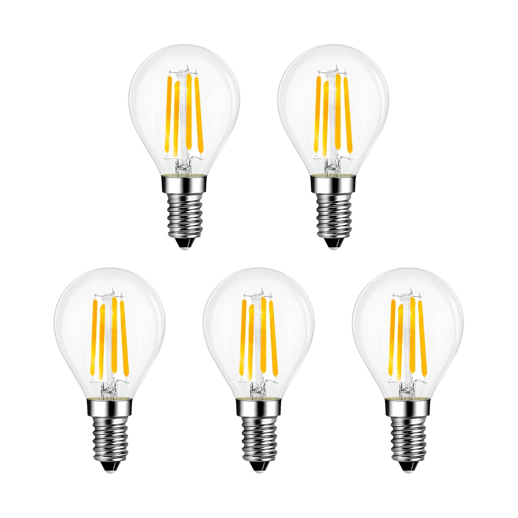 G.W.Sยฎ LED Filament Bulb, G45 E14 Small Edison Screw, LED Globe Bulb, 4W Dimmable Day White 6400K, Clear Glass, Pack of 5