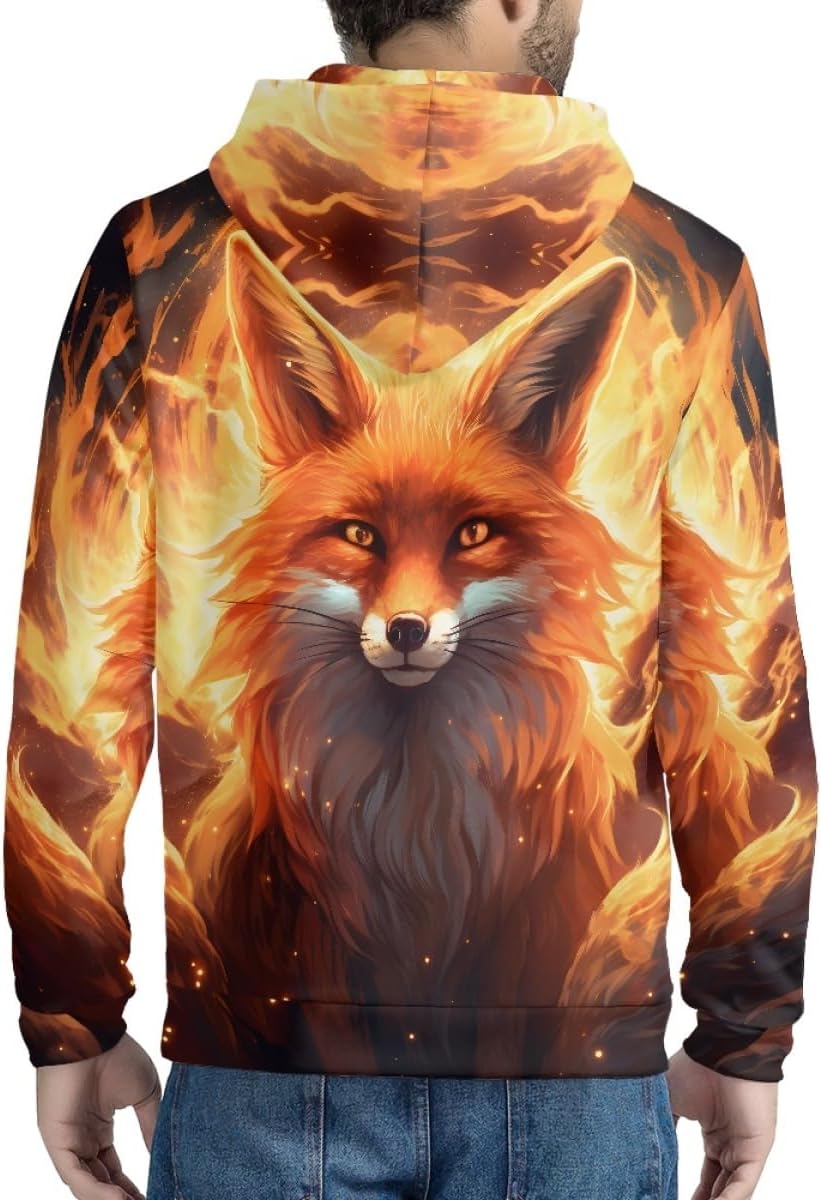 ENLACHIC Men's Novelty Cool 3D Galaxy Wolf Print Graphic Hoodies Zip up Hoodie Pullover Sweatshirts - Image 4