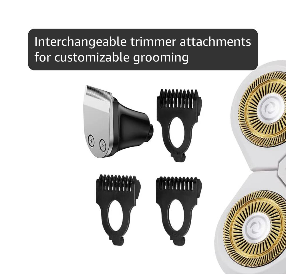 2-in-1 Electric Razors for Women, Wet/Dry 5D Razor & Hair Trimmer with USB Adapter & Charging Cable,5D Rechargeable Rotary Shaver with Lithium-Ion Battery, Water Resistant Grooming Kit