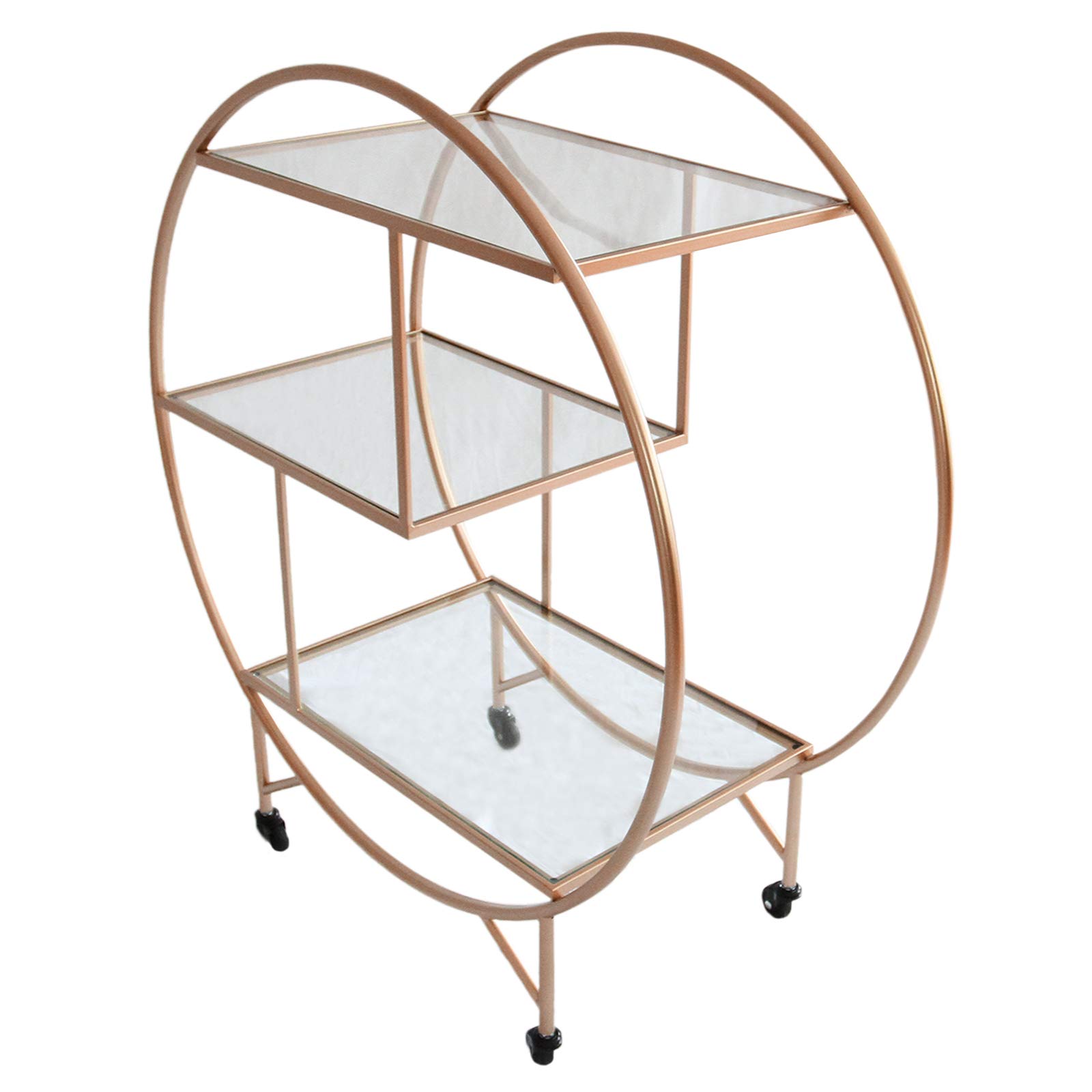 Bar Cart Drinks Trolley Halo Serving Table On Caster Wheels Rose Gold