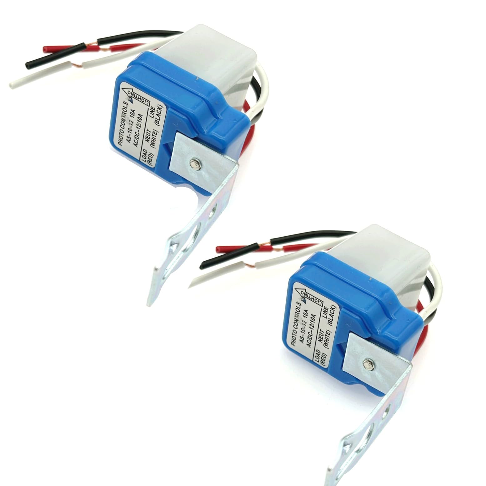 JZK Set of 2 AC/DC12V 10A Automatic Photocell Light Switches - Auto On/Off Light Sensor Switch, Blue