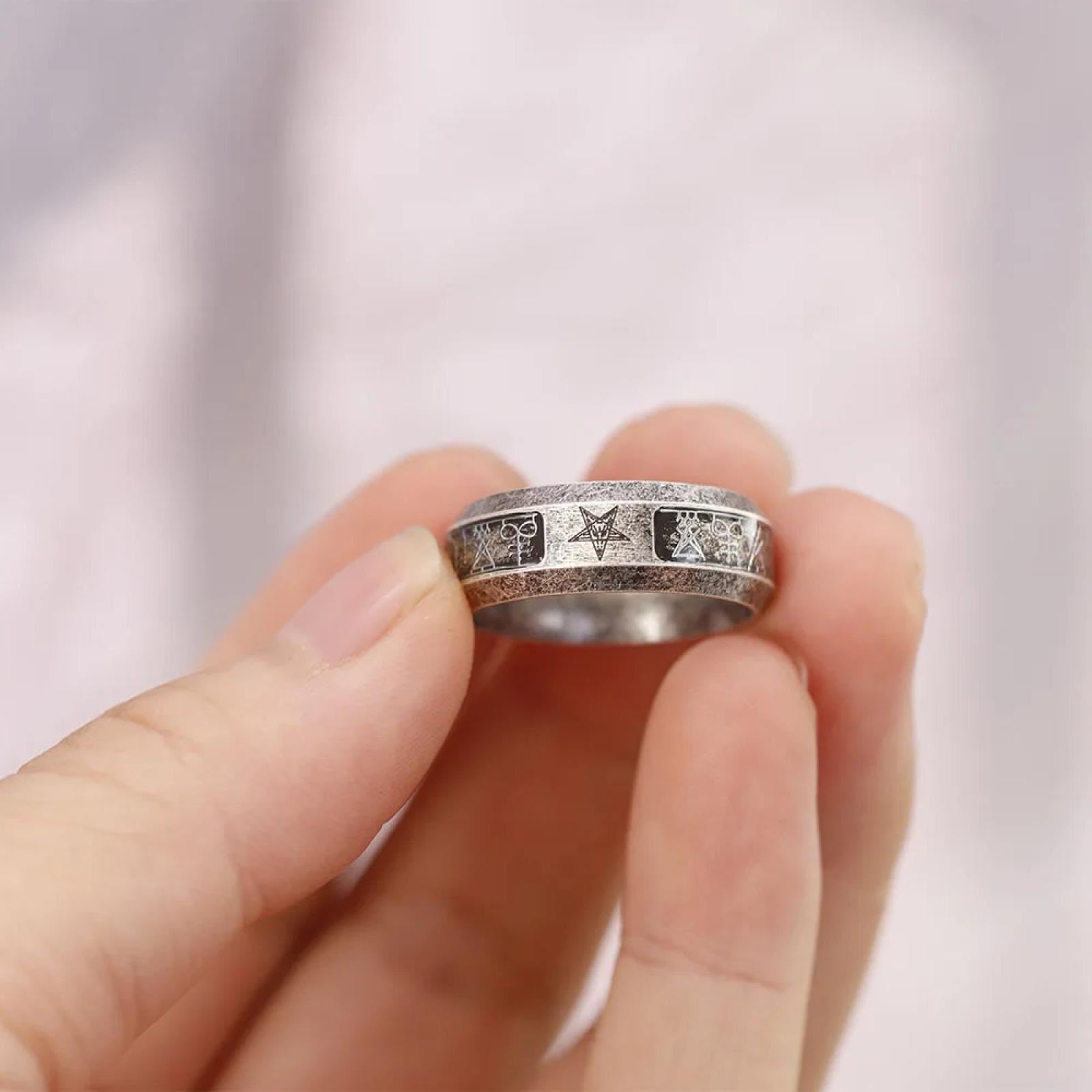 Ring Ringe Damen Bijouterie Herren Vintage Ring Lucifer Satan Siegelring Für Männer Mit Anubis Fashion Punk Schmuck