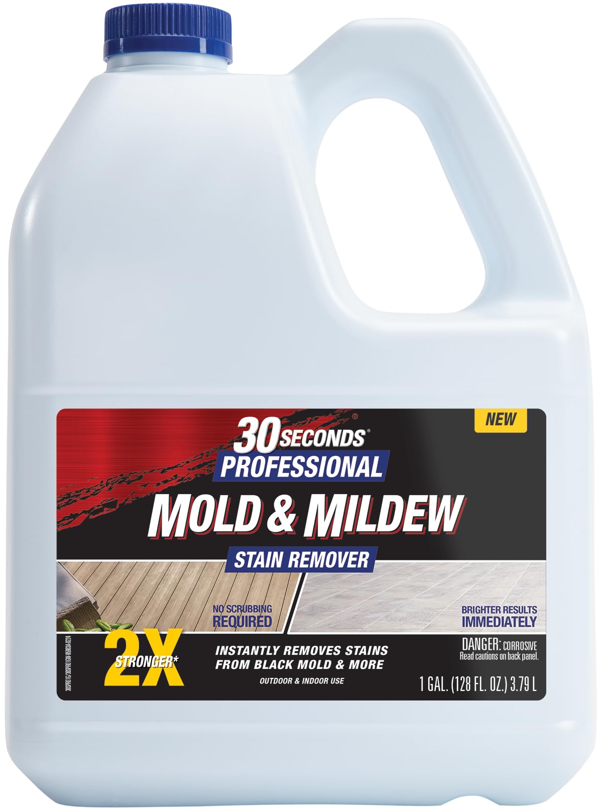 30 SECONDS Pro Mold and Mildew Stain Remover | Scrub Free | Brighter Results Instantly | Ready To Use Refill | 128 fl. oz.