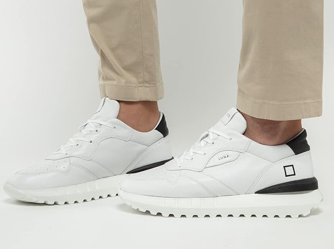 D.A.T.E.Luna Class White-Black - Sneakers in Pelle Bianca - Modello Running  - (45/30 cm) : Amazon.it: Moda