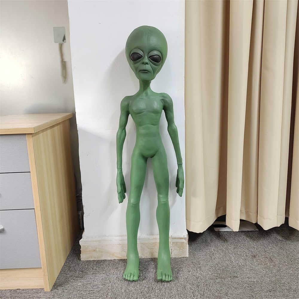 interoknack Realistic Alien Model – UFO Extraterrestrial Prop, Space Theme Display & Movie Set Decoration (Black-Green)