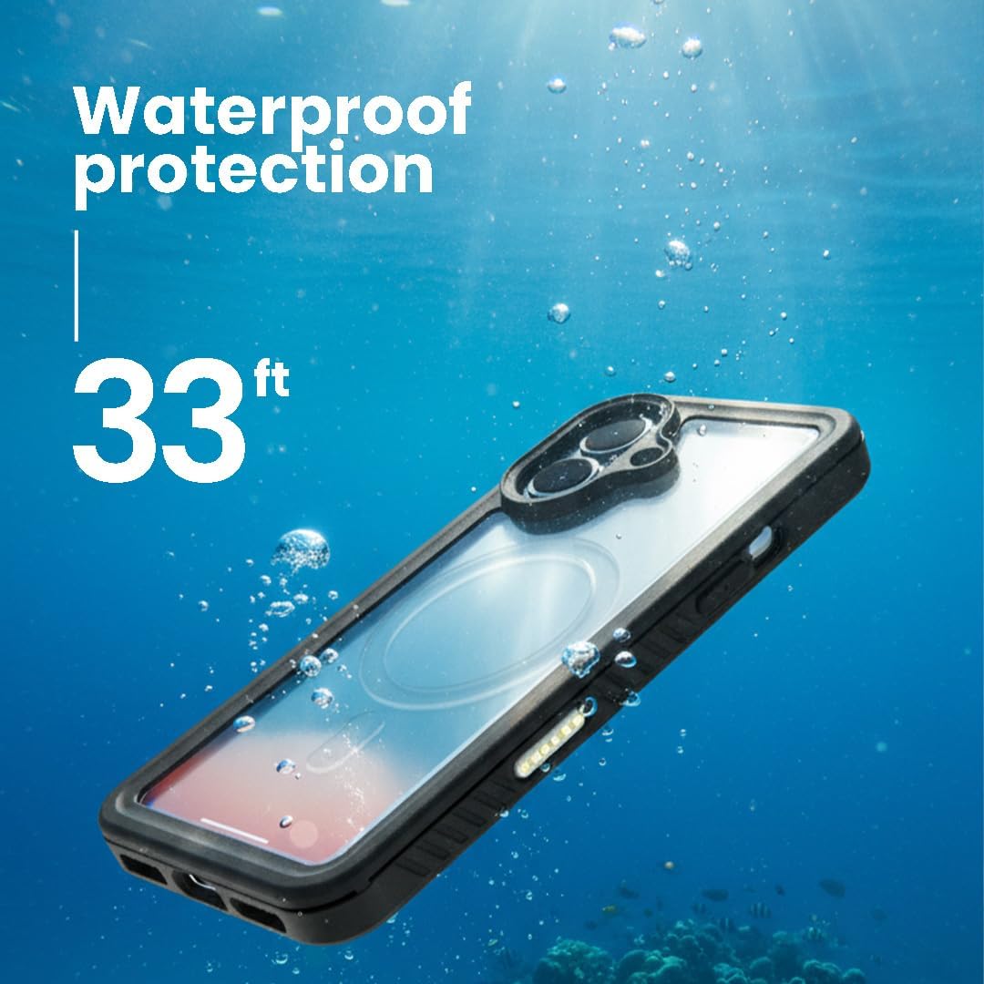 MOTIVE for iPhone 17 Case with Belt Clip, Waterproof Full Body 360° Protection,Built-in Screen Protector, MagSafe Wireless Charging, Rugged iPhone 17 Holster case Belt Clip, 6.3” | Black - Image 6