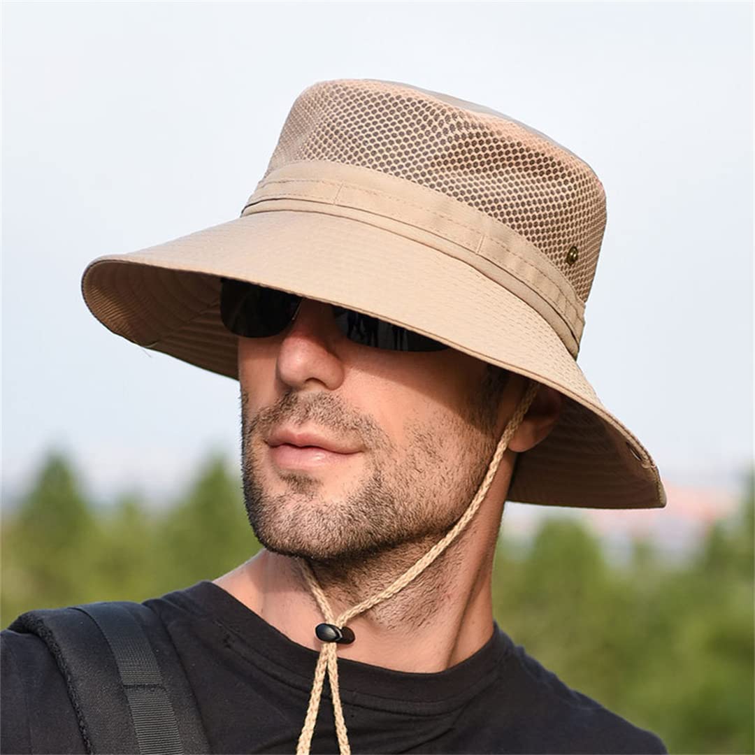 Cappello da Pescatore a Tesa Larga da Uomo, Pieghevole, Grande, con Protezione Solare, Antivento, per Esterni (Grigio Verde, 6 7/8)