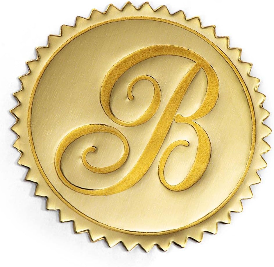 PaperDirect Deluxe Embossed Letter B Monogram Foil Certificate Seals, 2 ...