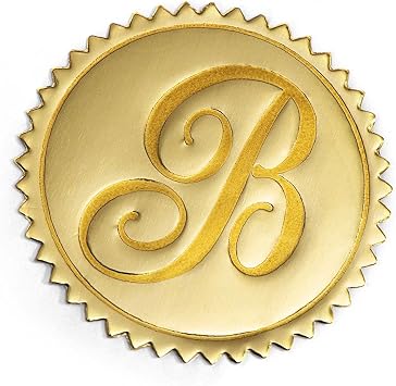 PaperDirect Deluxe Embossed Letter B Monogram Foil Certificate Seals, 2 Inch, Self Adhesive, 100 Count, Embossed Seals for Certificates, Achievement Awards, Stationery