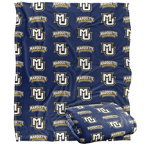 Marquette University Golden Eagles Blanket, 50" x 60", Logo Pattern, Silky Touch Super Soft Throw