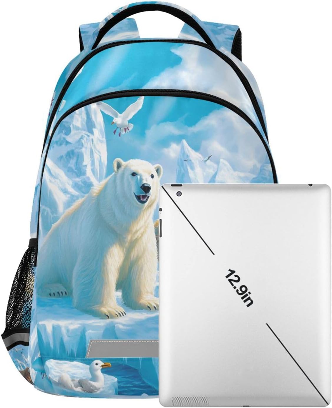 ALAZA Polar Bear Kids Backpack Bear School Backpack for Boys Girls,Preschool Elementary Kindergarten School Bag Bear Student Bookbag Travel Laptop Bag Casual Daypack