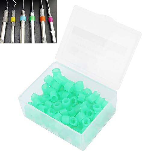 100 bandas de color de silicona para identificación de instrumentos, anillos de código de color dental (verde)