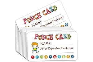 100 PCS Punch Card for Kids Home School Supplies