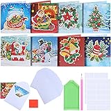 8 PCS Christmas Diamond Painting Christmas Cards Christmas Ornament 5d Diamond Painting Christmas For kids Adults Christmas Tree Santa Snowman Sound Diamond Art Greeting Cards Card for Family Friend