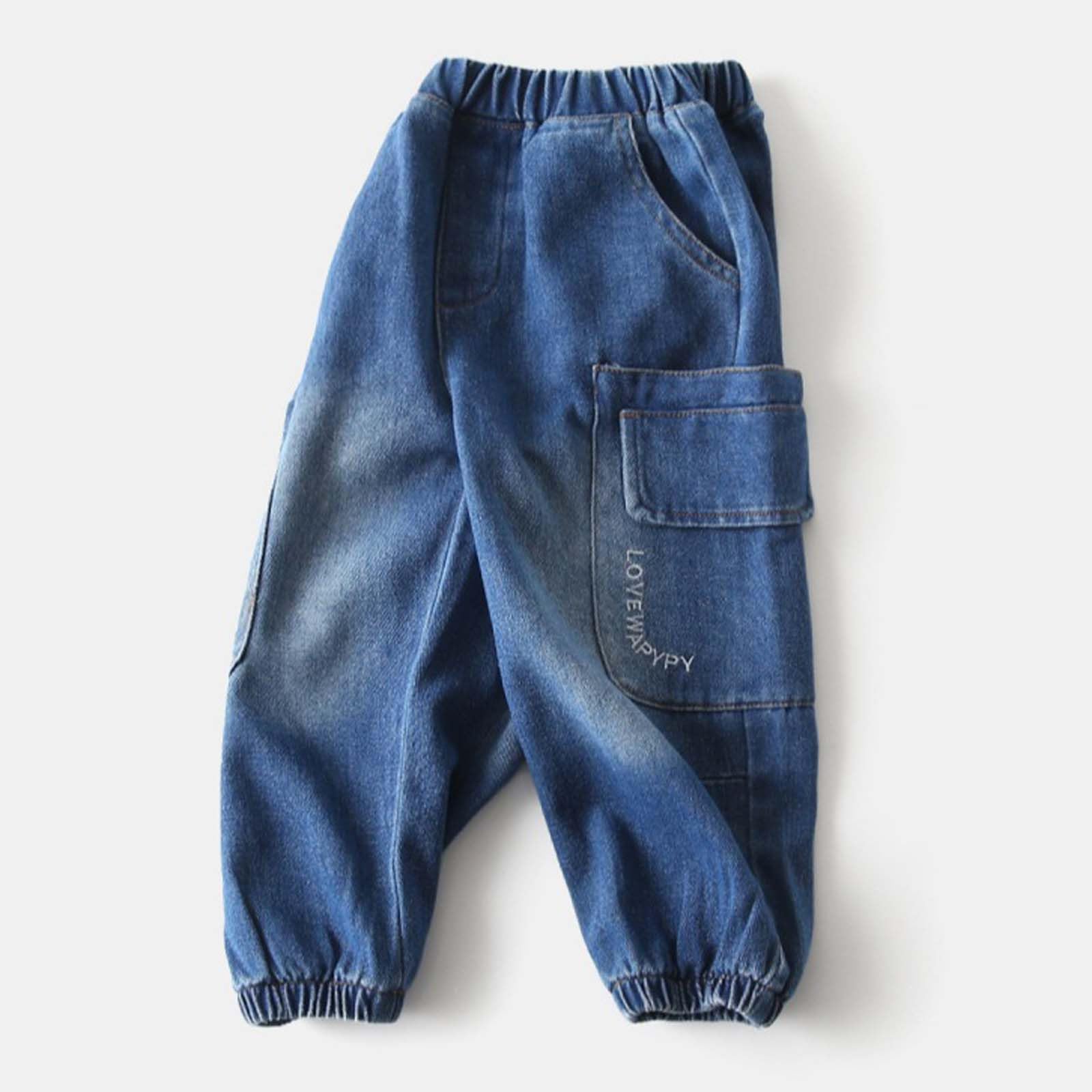 Genérico Pantalones Baggy Niño Pantalones Vaqueros Desgastados con Bolsillos para Niños Pequeños - Ropa Cómoda y Casual para el Colegio y Uso Diario
