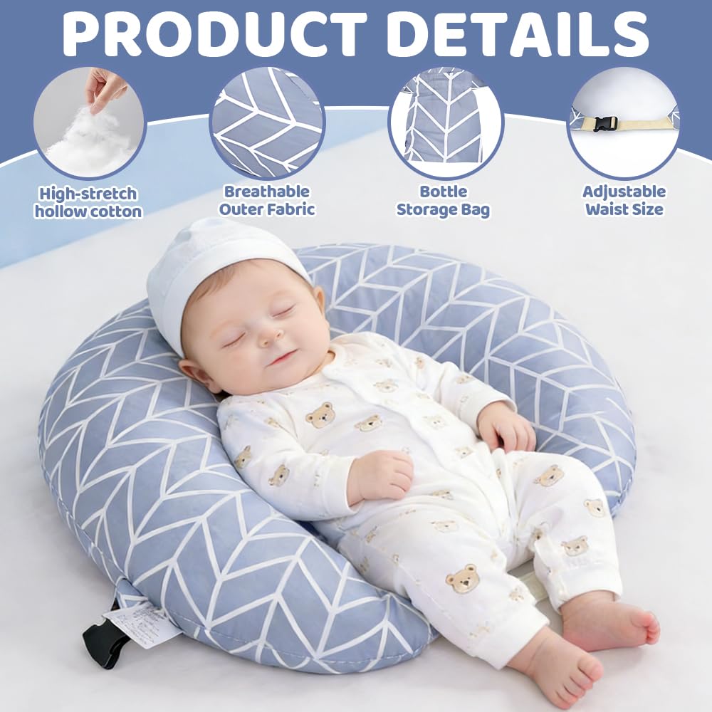NAVESO Nursing Pillow for Breastfeeding Multifunctional Breastfeeding Pillows with Adjustable Waist Strap and Safety Fence - Image 3