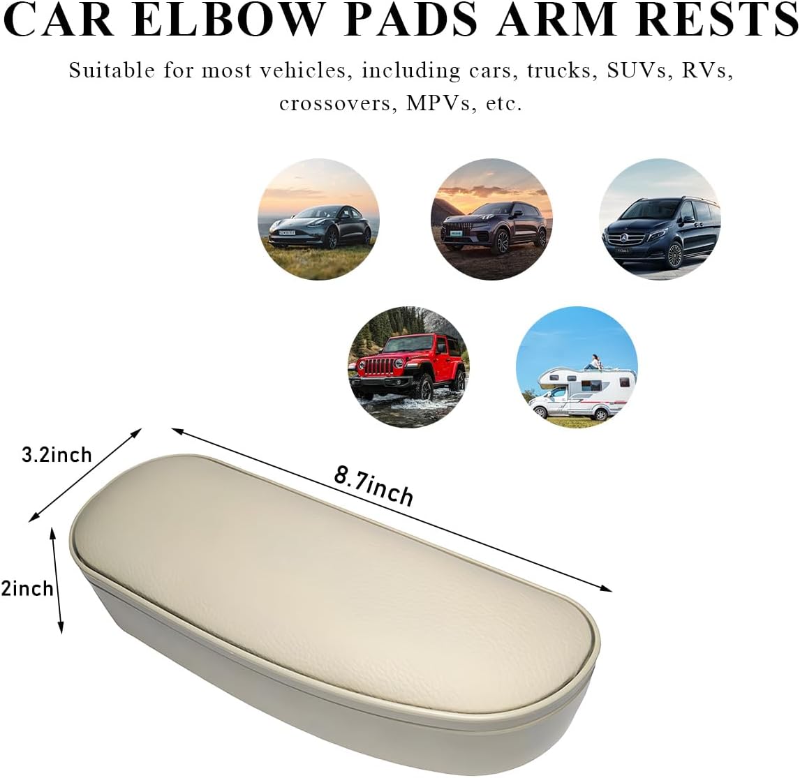 Yourkar Car Armrest Support Cover, Left Side Door Armrest Cushion Pad Extender with Storage Box, Anti-Slip & Waterproof Leather Driver Left Arm Rest Storage Cover, Car Accessories (Beige, Style 2) image 2