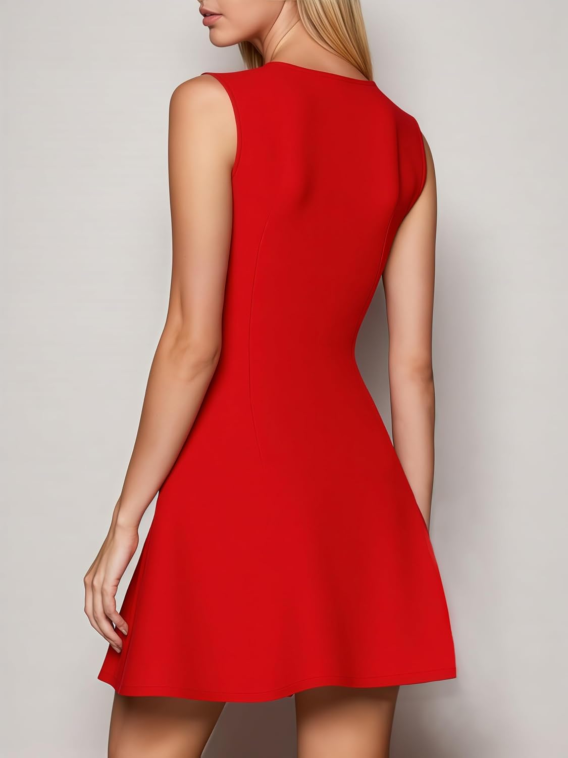 SHESEEWORLD Women's Summer Sleeveless Elegant A-Line Boat Neck Mini Dress Party Club Flared Short Dresses - Image 3