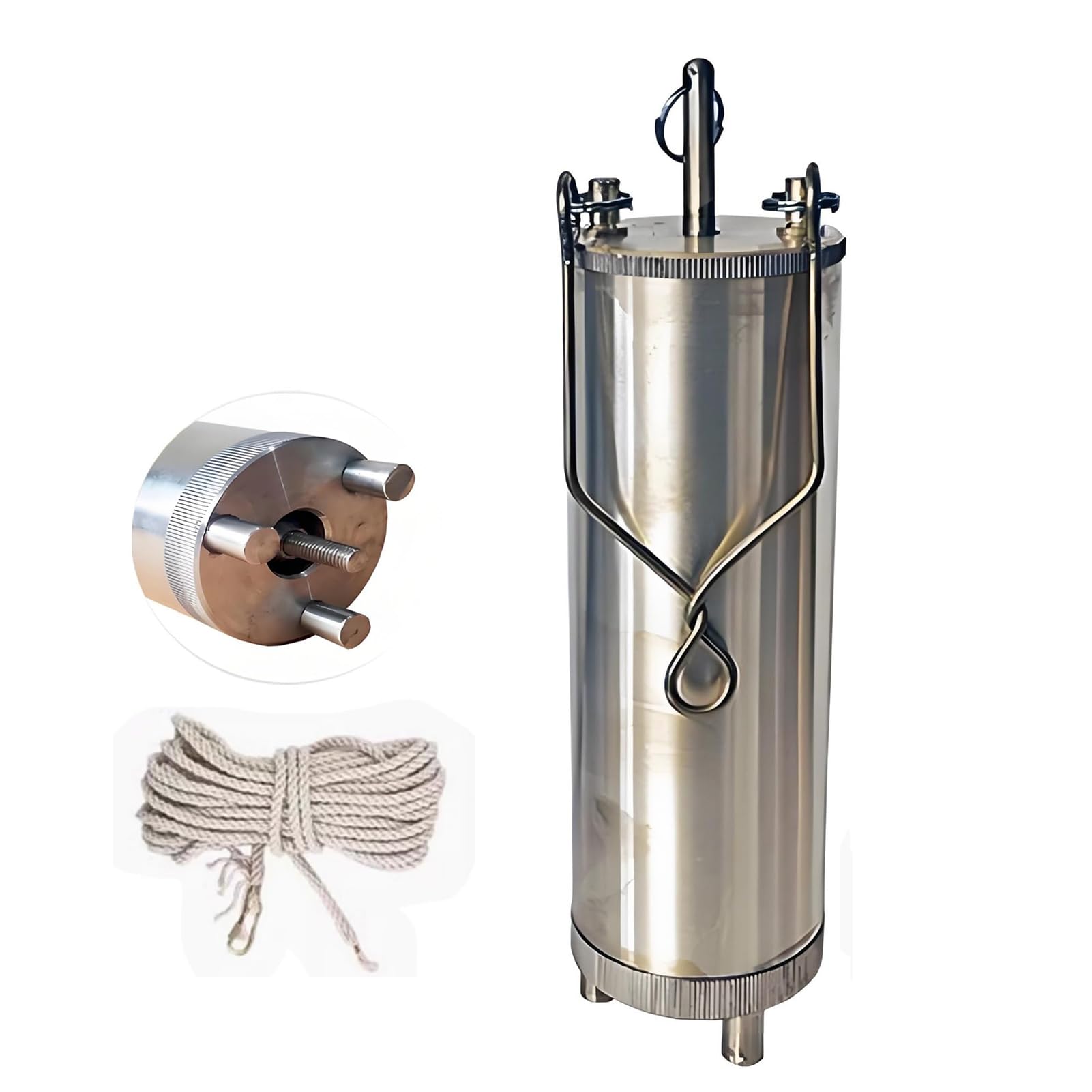 Oil Bottom Sampler,500ml /1000ml Liquid Thief Sampler Collecting Petroleum Liquid, with Antistatic Cotton Rope, for Tanker Truck/Gas Station/Oil Extractio，Stainless Steel 0.5L，10m/32.8ft Rop