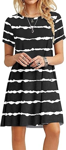 MOLERANI - Vestido informal tipo camiseta, sencillo y holgado para mujer