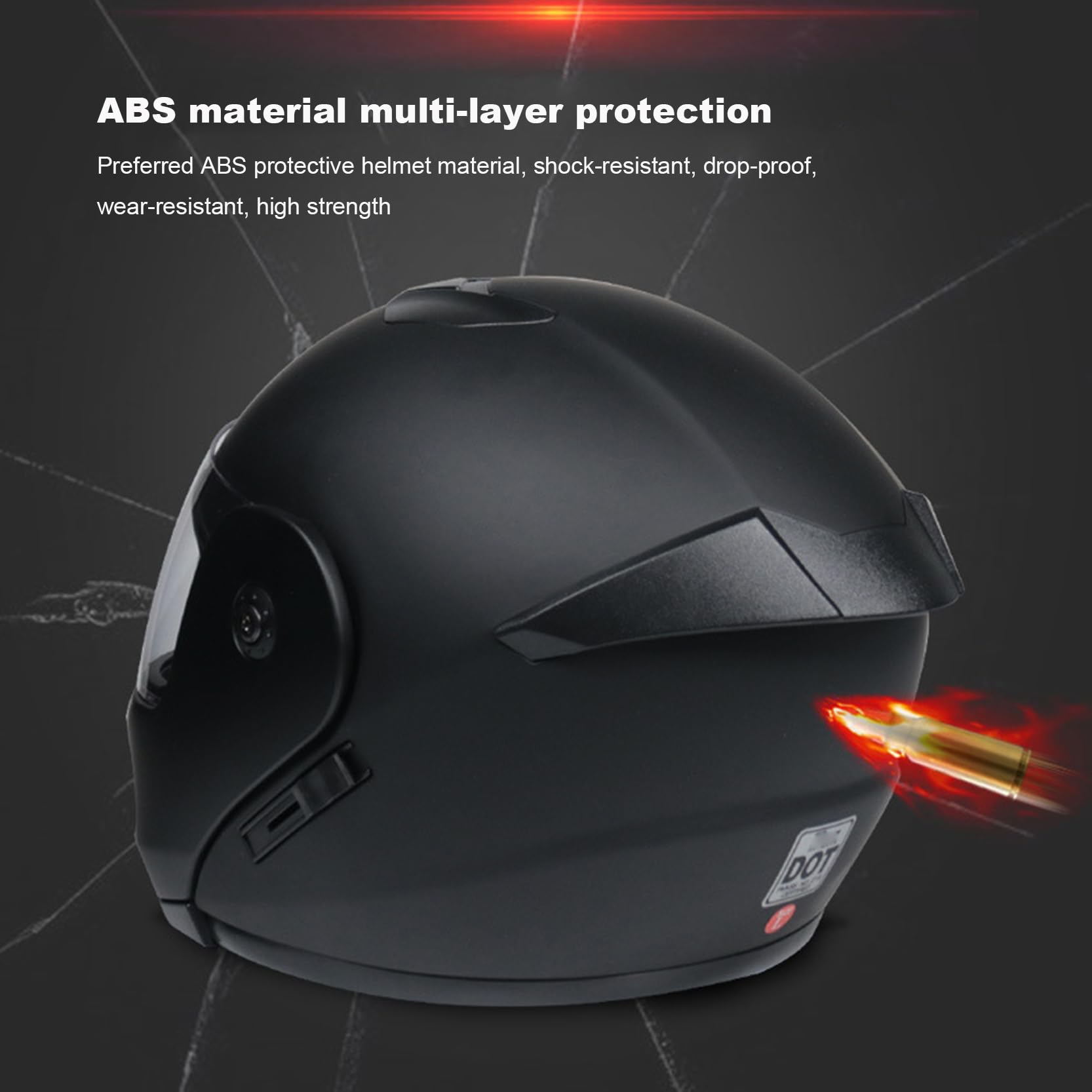 Integrierter Motorradhelm mit hochklappbarer Vorderseite, modularer Crash-Helm mit HD-Doppelvisieren, DOT/ECE-Zulassung, Geräuschreduzierung durch Belüftung, für Männer Damen,F-XL(60~61cm)