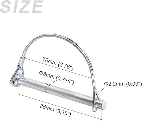 Miniatura 2 de METALLIXITY Pasador de acoplador de seguridad (516 x 3.35 pulgadas0.315x3.346 in), pasador de bloqueo de eje W retenedor de alambre de arco redondo