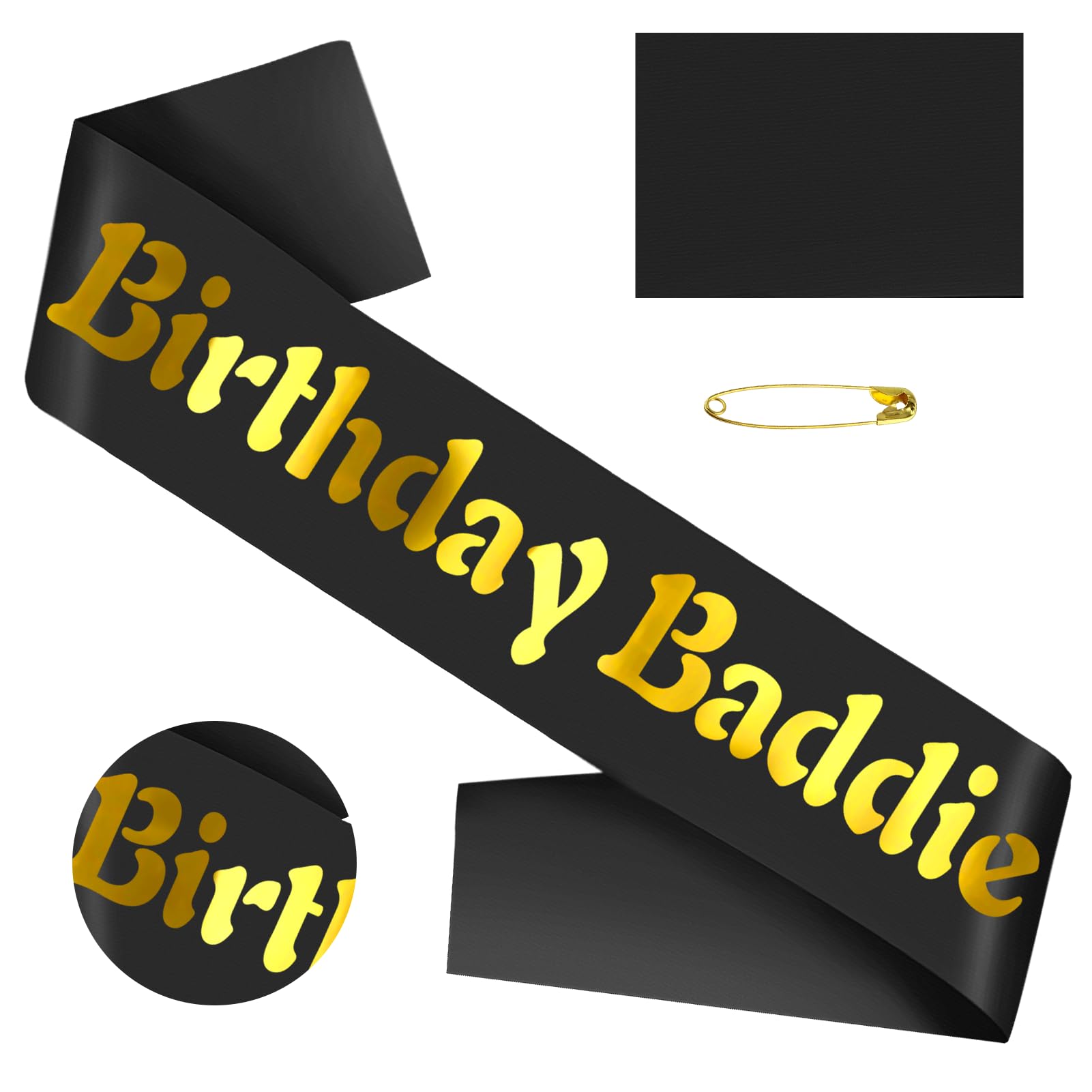 Birthday Baddie Sash with Gold Foil, Black Funny Birthday Sash for Women and Men Official Teenager Sweet 16, 18th 21st 30th 40th 50th or Any Other