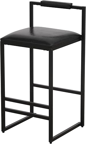 Set of 2 Counter Height Bar Stools with Backrest and Footrest - PU Leather Upholstered Dining Chairs for Kitchen Counter, Table & Chair Sets,Y-2PCS