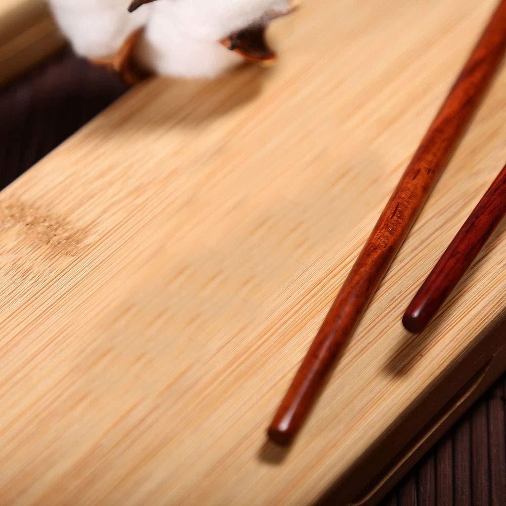 Coffret Cadeau de Baguettes réutilisables en Bois avec étui, Baguettes à Sushi japonaises et Ensemble de Repose-Baguettes, Baguettes Chinoises de Luxe en Bois Rouge Naturel, Baguet(1pair)