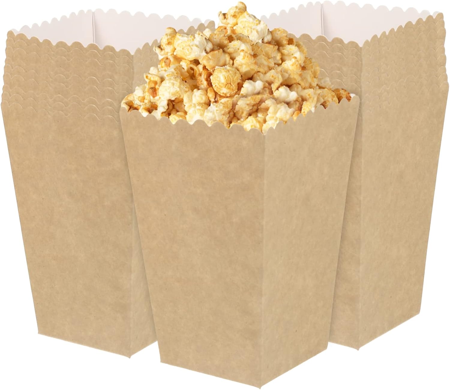 Hemobllo 50Pcs Cardboard Popcorn Boxes for Parties Weddings Showers Solid Paper Candy Cartons for Popcorn Cookies Sweets Storage Flat Bottom Design