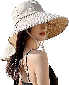 [ARSZHORSVS] 帽子 レディース uvカット 日焼け防止 つば広 日除け帽子 軽量 通気性 小顔効果 春夏 紫外線対策 あごひも付き