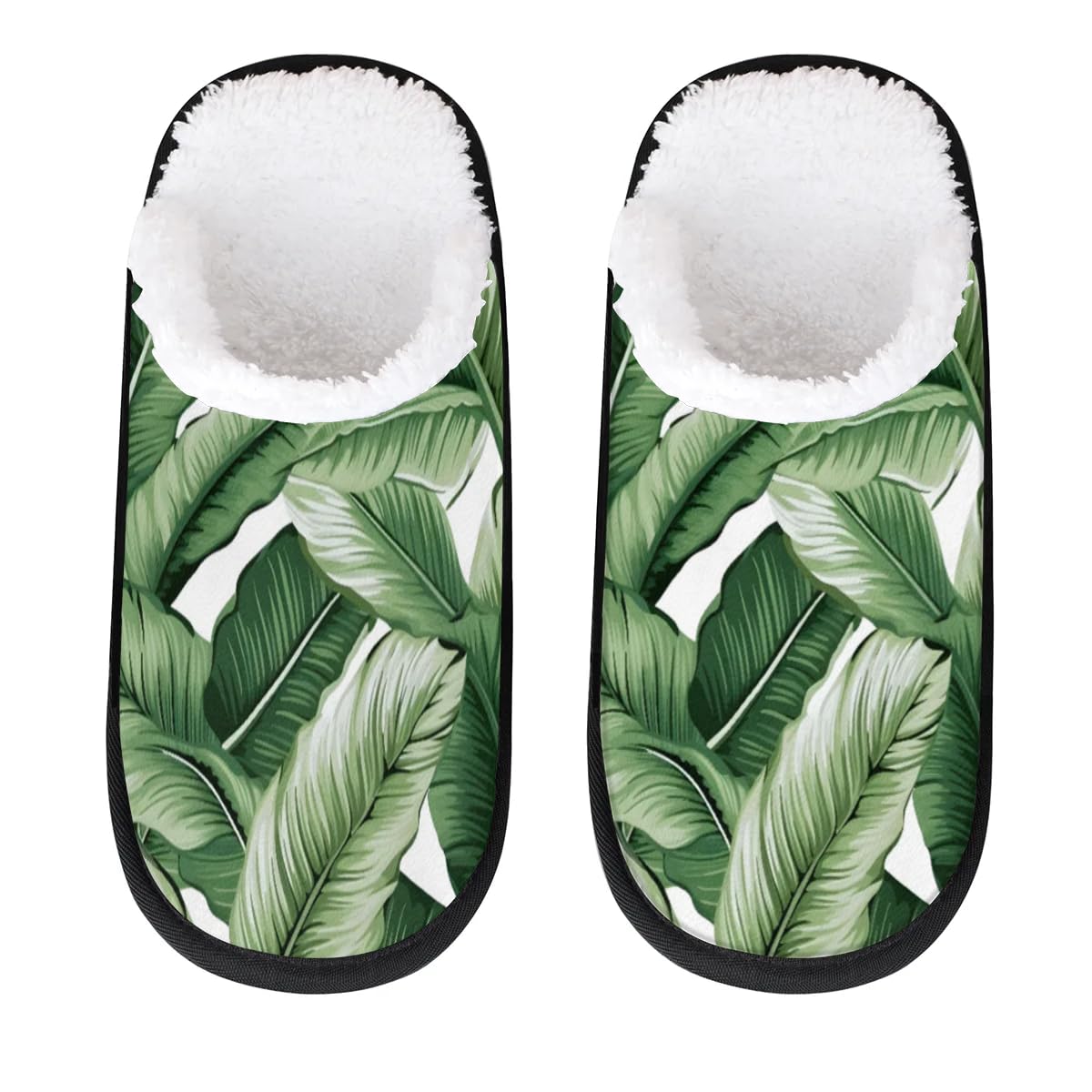 Hsnar Plant Leaf Tropical Non Slip House Slippers for Women Indoor Slippers for Men Soft House Shoes Spa Slippers, M
