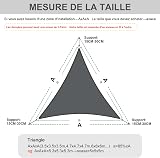 HENG FENG Sun Shade Sail Triangle 3x3x3m Waterproof PES Polyester Canopy Awning Sunscreen with 95% UV Block for Outdoor Patio Garden Anthracite - 5