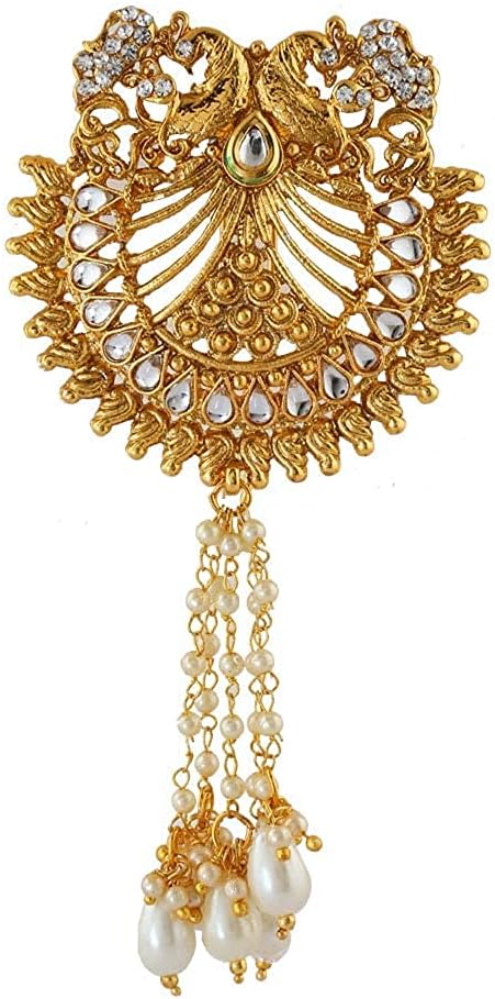 Anuradha Art Gold Plated Traditional Hair Brooch juda Pin For Women & Girls | Hair Clips | Ambada Clip For Women & Girls (Ambada Pin-03)