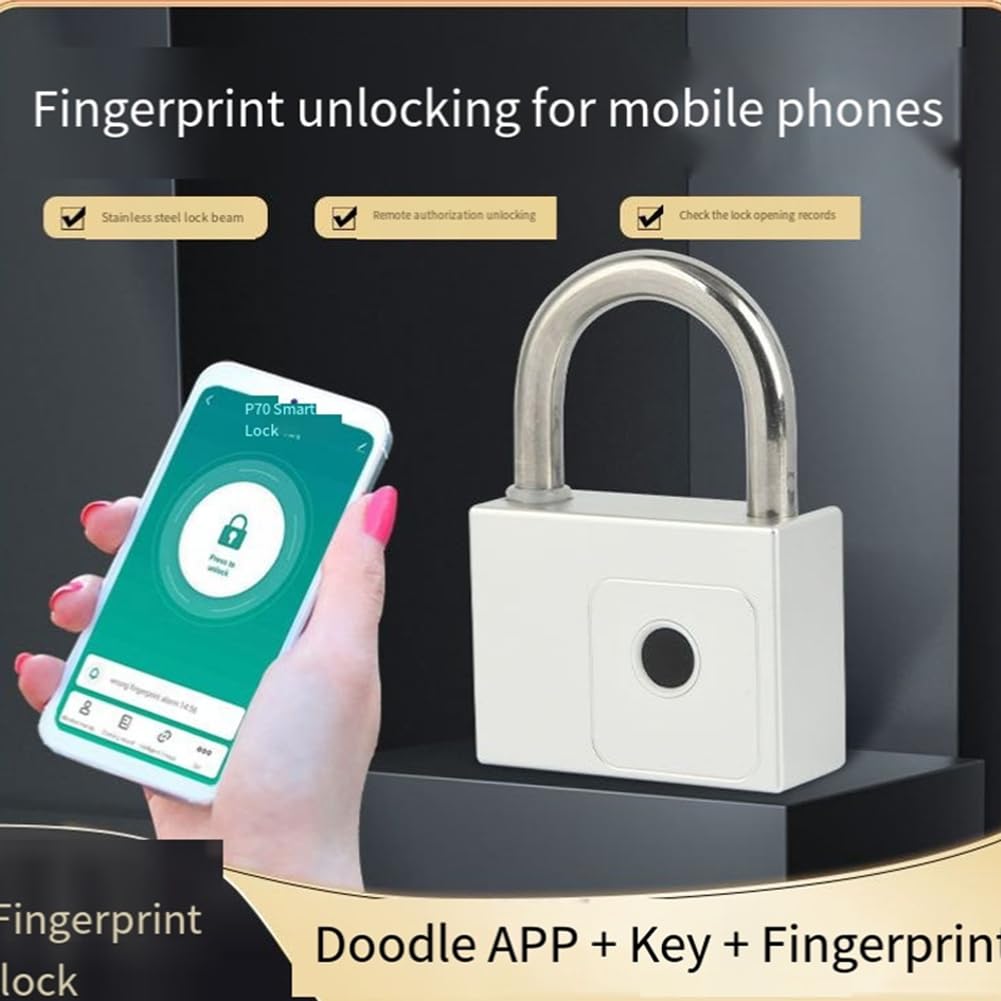 Tuya Padlock Schnelle Identifikation Entsperren Fingerabdrucksensor Wasserdicht USB-Ladung Hohe Qualität mit 2 Ersatzschlüsseln