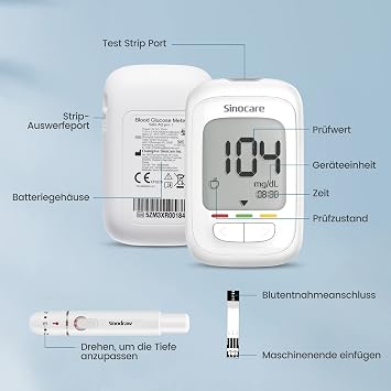 Sinocare Blood Glucose Monitor Set with Test Strips 100 (Safe AQ Pro I)