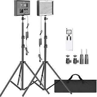 Neewer 2-Pack 2.4G LED Video Lighting Kit: Bi-Color CRI 95+ 280 LED Panel with 2M Light Stand, LCD Display, 2.4G Remote for Photo Studio Photography, Ball Head/Battery/Charger/Carry Bag Included