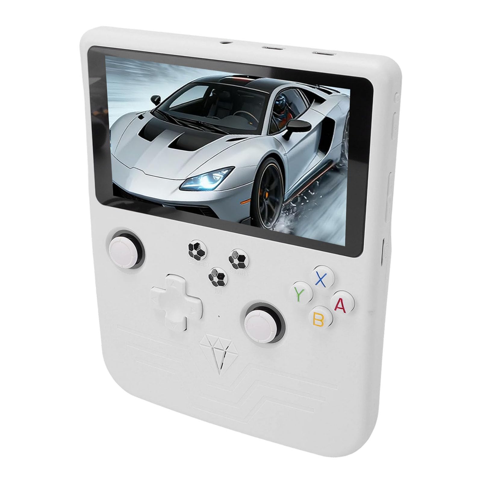 Console di Gioco Portatile, Schermo HD da 6 Pollici, Batteria da 6000 MAh, Console di Gioco retrò con Scheda di Memoria da 128 GB, Doppi Joystick RGB per Oltre 30 Emulatori, (Bianco)