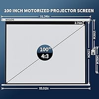 Vista 2 de WASJOYE 100 Inch Motorized Projector Screen with Remote Control - 4:3 Electric Drop Down Projector Screen for Wall or Ceiling Mount, 8K HD & Dual