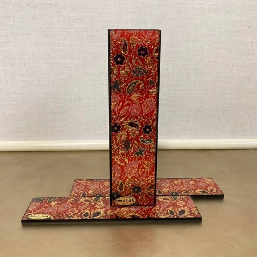 Amazon.co.jp: Kano ぎやまん ガラス 花器 花瓶 花台 花柄 赤 金 置物