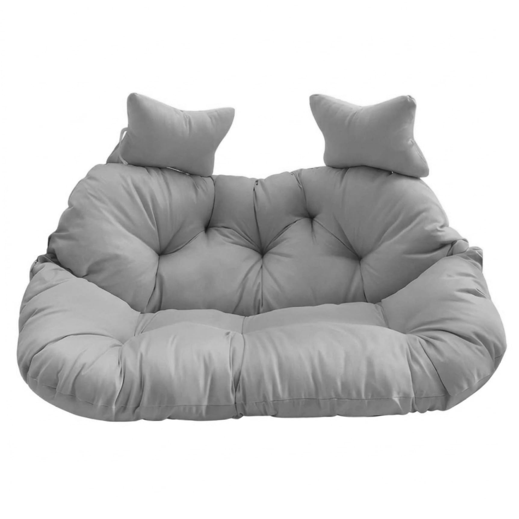 Monetais Double Egg Chair Cushion Replacement 130x110cm Hanging Swing Egg Chair Cushion with Removable Cover & Pillows for Outdoor Patio, Silver Gray