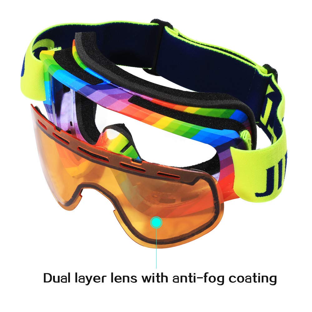 Lunettes de Ski pour Enfants, WideView DoubleLayer Anti, Protection extérieure Contre Le Vent et la Neige pour Les Lunettes de Ski d'alpinisme pour Enfants
