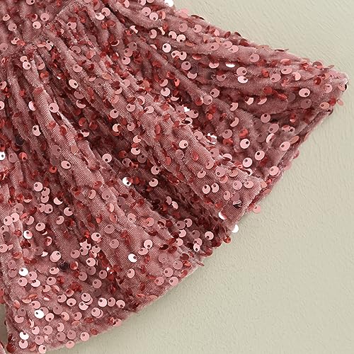 Qiylii Toddler Girl Bell Bottoms Pink Sequins Flared Pants Elastic Waist Sequin Halloween Trousers Outfits4