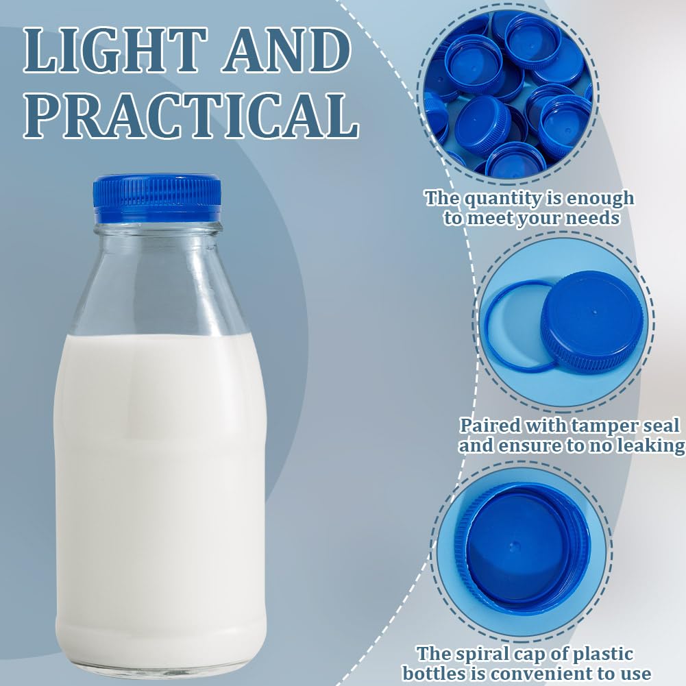 50 Bouchons à Visser Noirs En Plastique - Diamètre Intérieur 37,5mm - Pour Bouteilles De Lait, Jus - Étui De Sécurité - 7