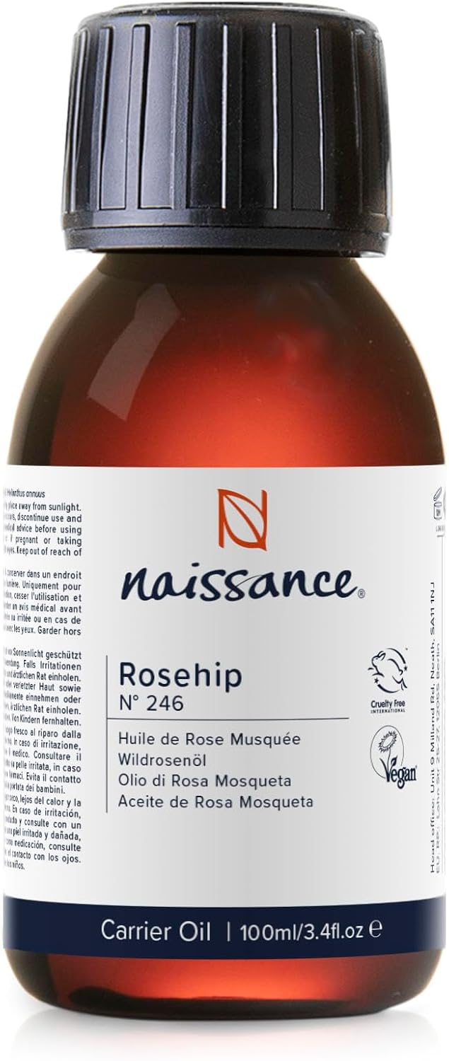 Naissance Rozenbottelolie (Nr. 246) 100ml – Natuurlijke, Vochtinbrengende, Voedende en Verzorgende Olie voor Alle Huidtypes – voor Haar, Gezicht, Huid en Nagels